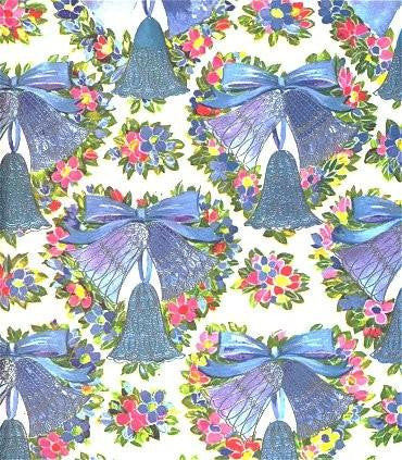 Wedding Wrapping Paper Embossed Silver Bells Vintage 1960s Gift Wrap - Avid Vintage