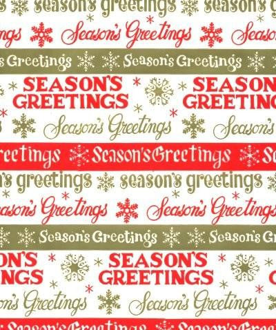 Vintage Christmas Wrapping Paper Red Gold Seasons Greetings 1960s - Avid Vintage