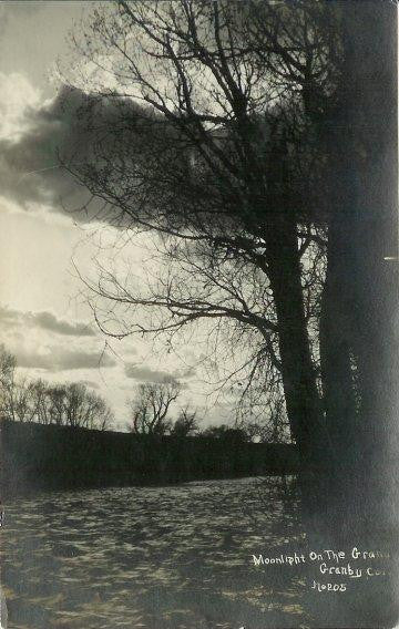 Vintage 1910s Real Photo Postcard RPPC Moonlight on the Grand Granby Colorado River - Avid Vintage
