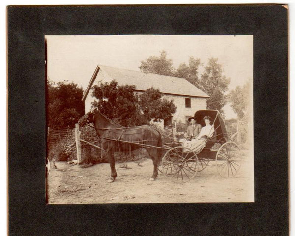 Antique Photo Young Couple in Horse Drawn Buggy Fairbury Nebraska Smith Limekiln - Avid Vintage