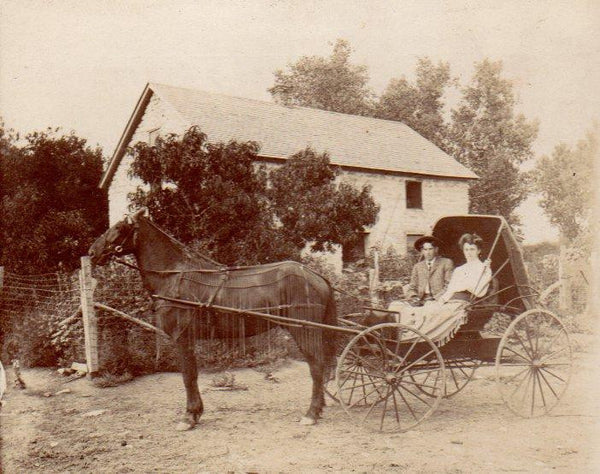 Antique Photo Young Couple in Horse Drawn Buggy Fairbury Nebraska Smith Limekiln - Avid Vintage