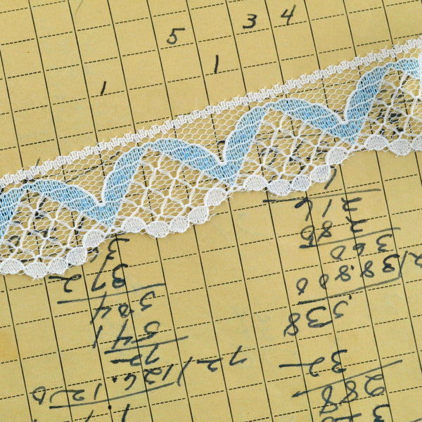 3 Yards Blue and White Lace Trim Yardage