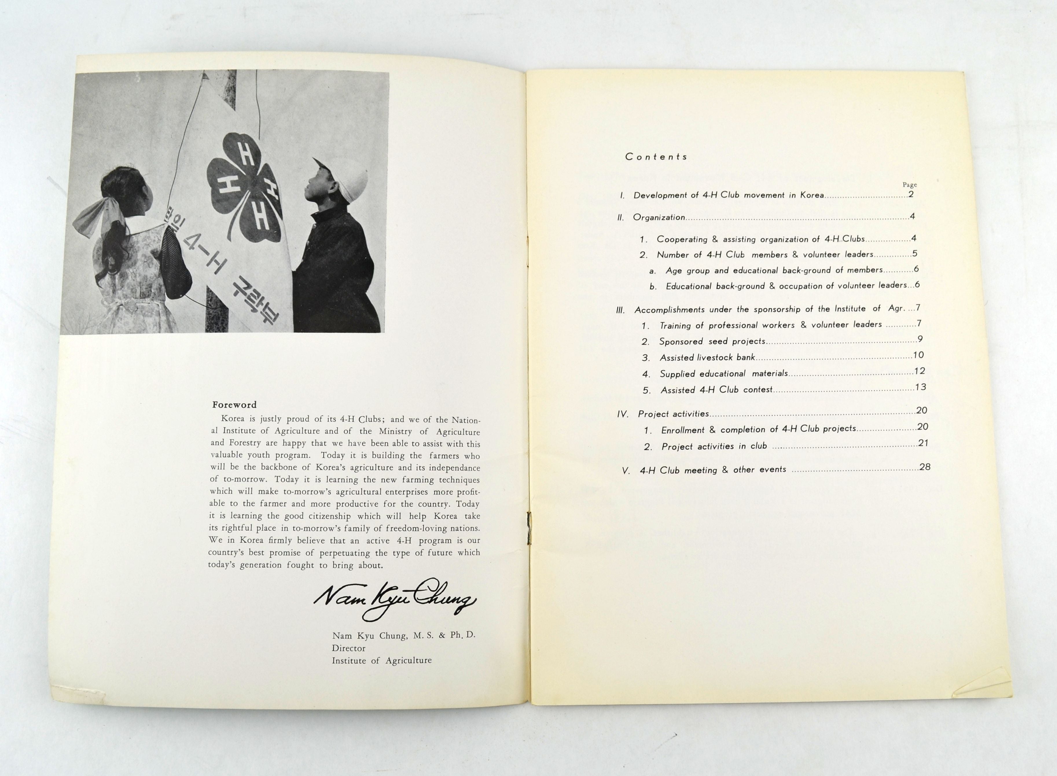 Report on 4-H Club Activities in the Republic of Korea July 1959 Book - Avid Vintage