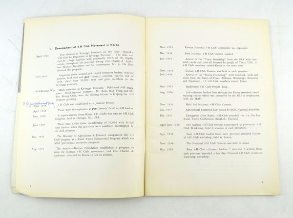 Report on 4-H Club Activities in the Republic of Korea July 1959 Book - Avid Vintage