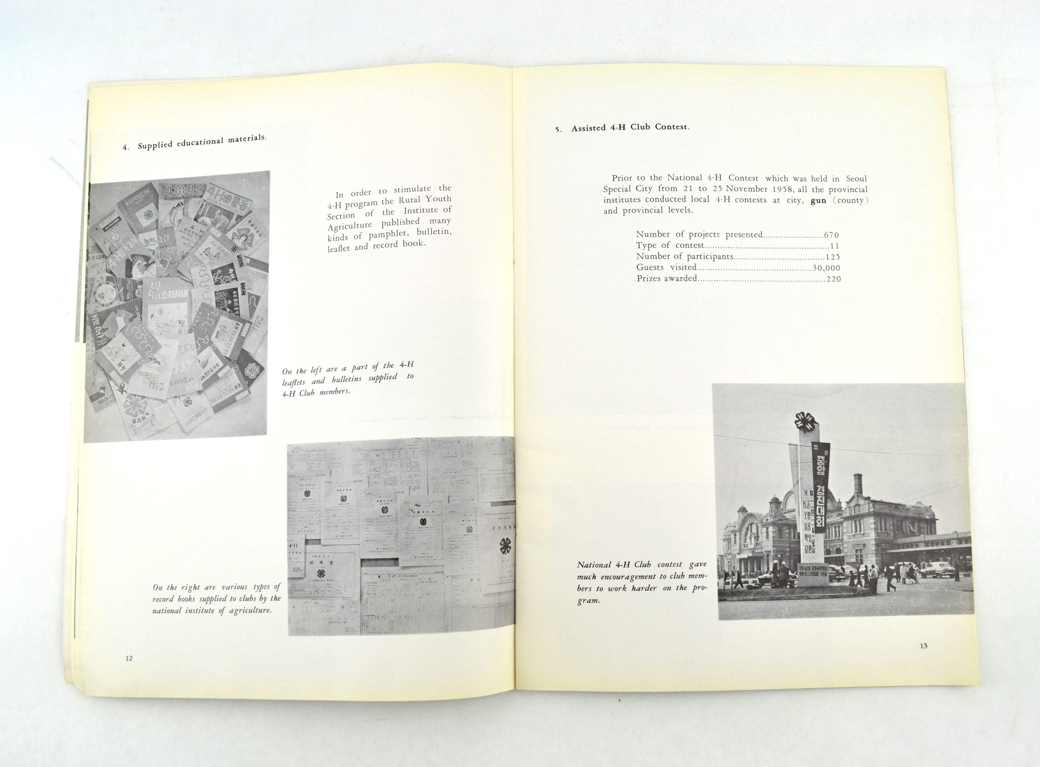 Report on 4-H Club Activities in the Republic of Korea July 1959 Book - Avid Vintage