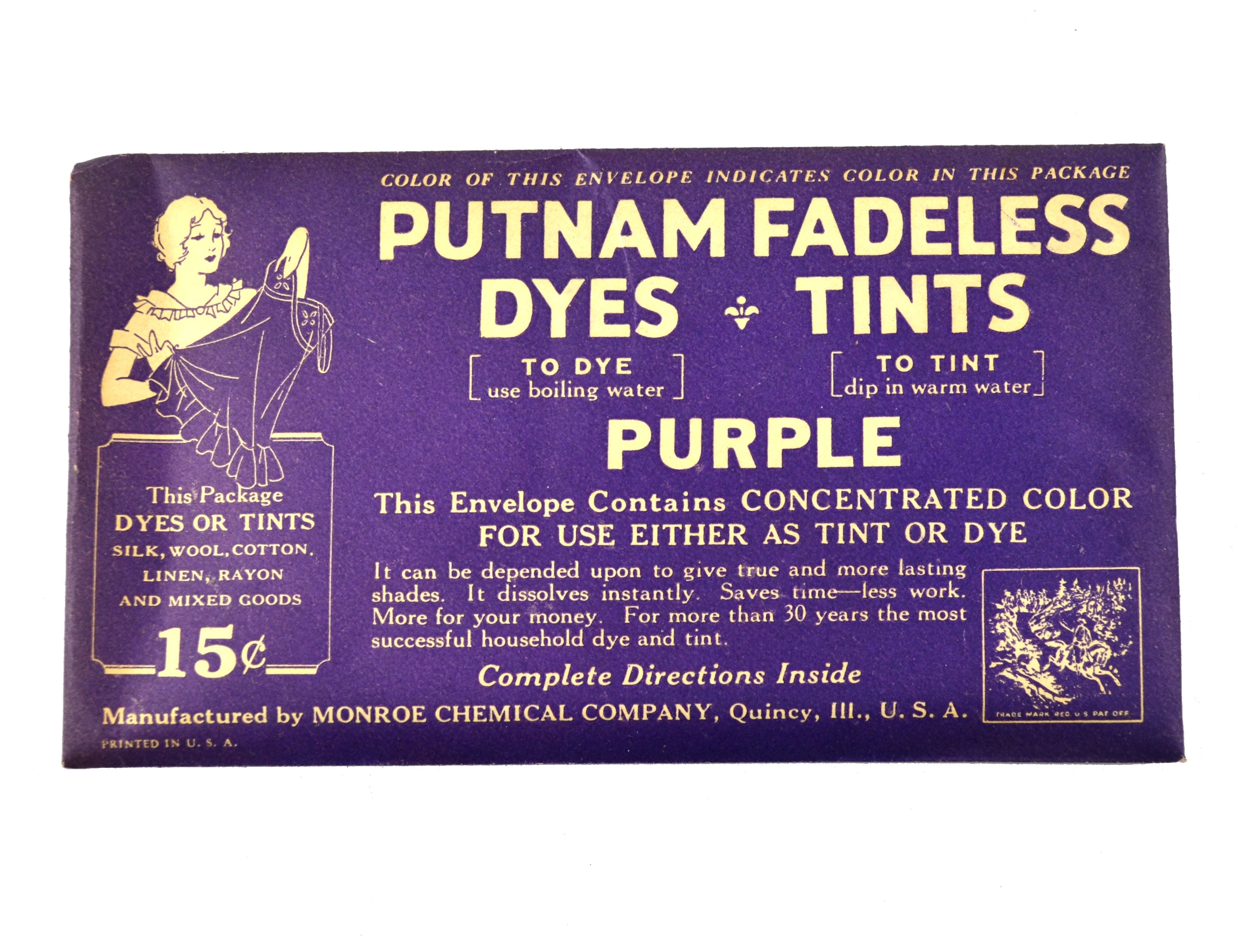 Vintage Putnam Fadeless Fabric Dyes and Tints Packet Choice - Avid Vintage