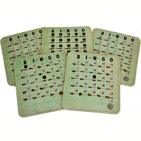 Vintage 1950s Bingo King Cards Shutter Slide Windows Game Boards Green Lot of 5 - Avid Vintage