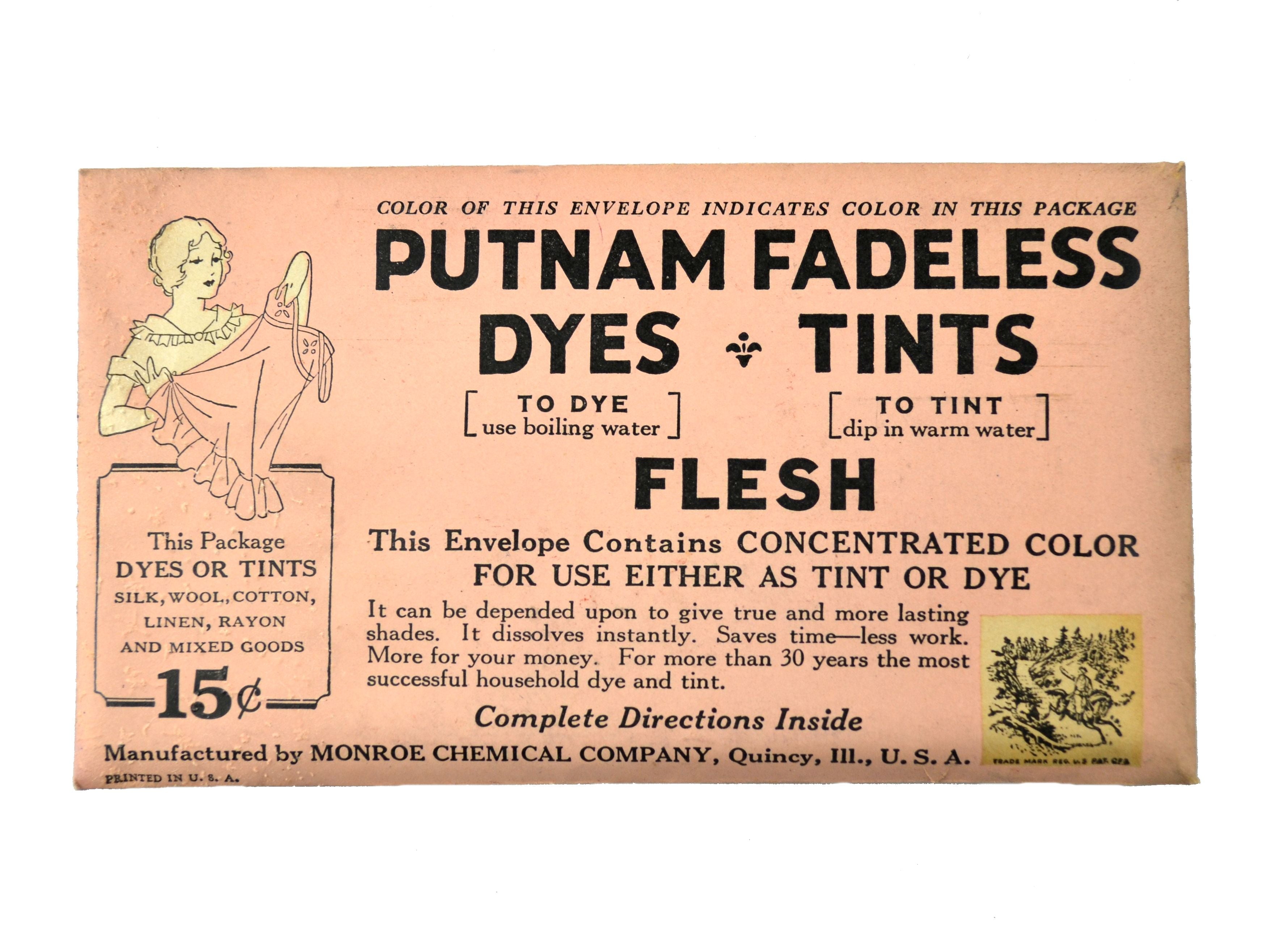 Vintage Putnam Fadeless Fabric Dyes and Tints Packet Choice - Avid Vintage