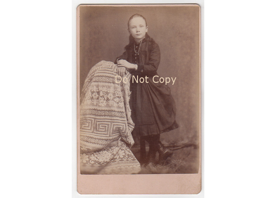 Antique Photo Identified as Anna Petterson Little Girl wearing Necklace Earrings and Watch - Avid Vintage