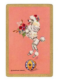 Vintage Constance Deplar 1950s White Trick Poodle Single Swap Playing Cards Lot of 3 - Avid Vintage