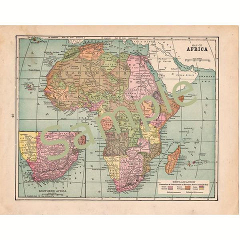 1900 Printable Antique Map of Africa Instant Digital Download Home Library Decor - Avid Vintage