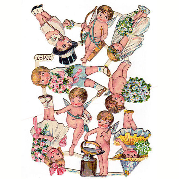 Vintage Wedding Die Cut Scrap Sheet Bride Groom Cherub Children Ephemera - Avid Vintage