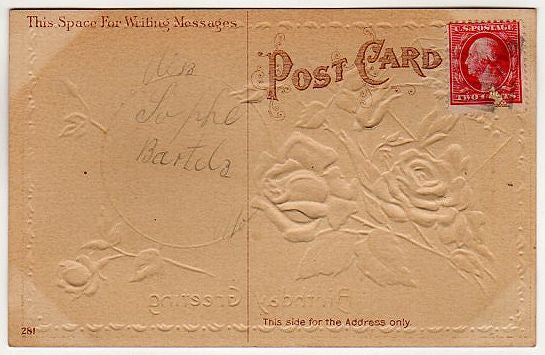 Antique Birthday Postcard Envelope Pink Roses Lily of the Valley H. Wessler