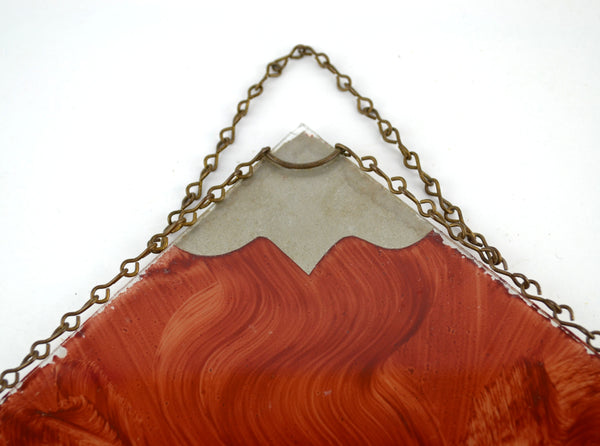 Antique Reverse Painted Photo Chain Border Frame Wall Hanging Little Girl with Doll - Avid Vintage