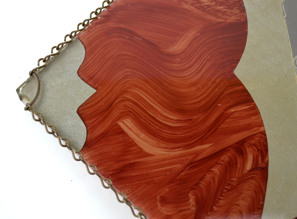 Antique Reverse Painted Photo Chain Border Frame Wall Hanging Little Girl with Doll - Avid Vintage