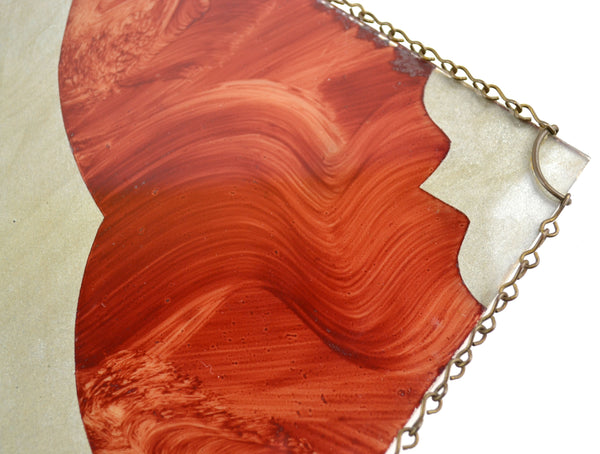 Antique Reverse Painted Photo Chain Border Frame Wall Hanging Little Girl with Doll - Avid Vintage