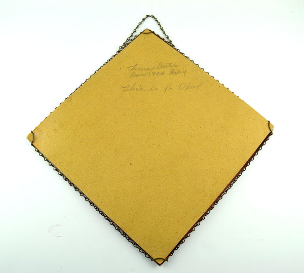 Antique Reverse Painted Photo Chain Border Frame Wall Hanging Little Girl with Doll - Avid Vintage