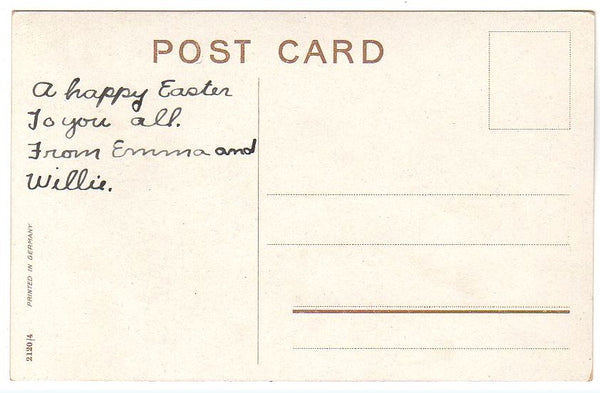 Antique Easter Post Card Children Carrying Baskets of Dyed Eggs - Avid Vintage