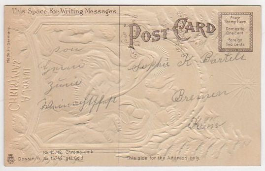Antique Embossed AMB Christmas Postcard Jesus in the Manger Mary Wise Men - Avid Vintage