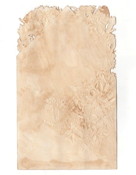 Antique Gibson Victorian Embossed Diecut Scrap Card Winter House Scene