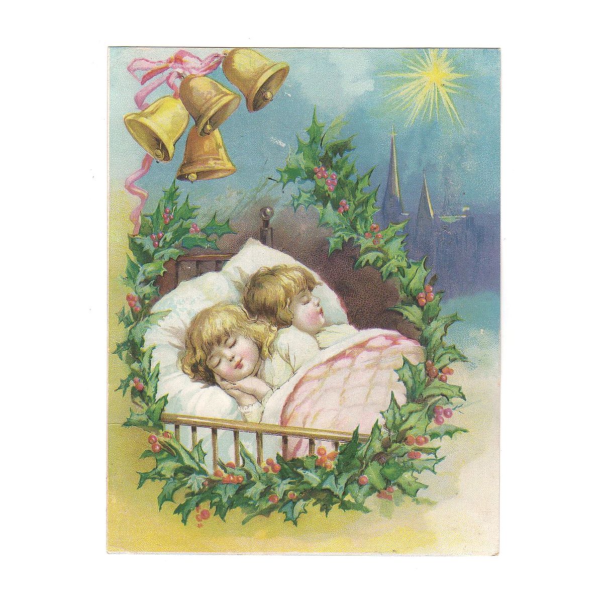 Antique Lion Coffee Christmas Greeting Trade Card Large
