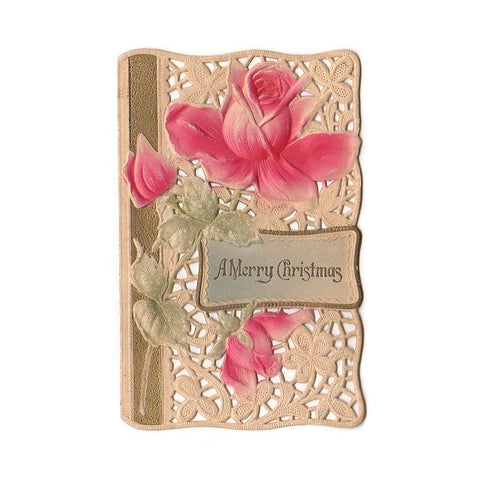 Antique Merry Christmas Die Cut Embossed Victorian Card