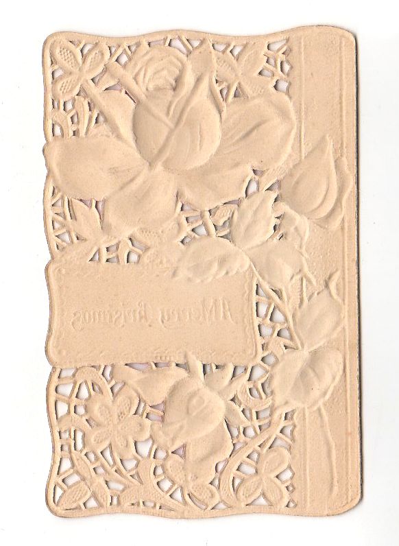 Antique Merry Christmas Die Cut Embossed Victorian Card
