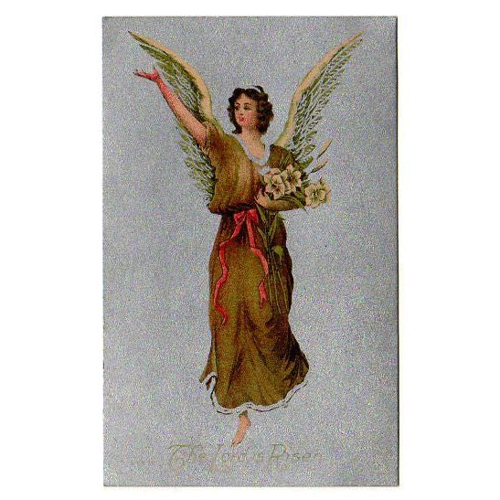 Antique Religious Postcard Angel The Lord is Risen Easter Greeting Unused