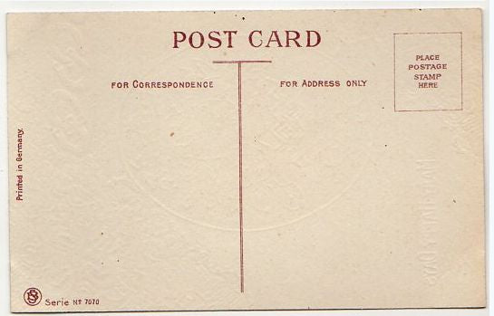 Antique Postcard Gold Metallic Lace Horseshoes Roses in Vase