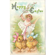 Antique Raphael Tuck's Happy Easter Postcard Girl with Baby Chicks - Avid Vintage
