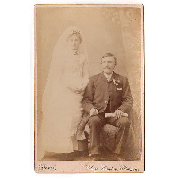 Antique Wedding Photograph Clay Center Kansas Identified as Charley Allen