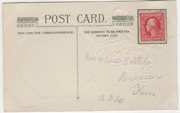 Antique Birthday Postcard Red Roses Children Walking Path to Home Paper Ephemera - Avid Vintage