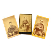 Antique CDV Photographs Lot of 3 Photos Man Woman Seated Portraits - Avid Vintage