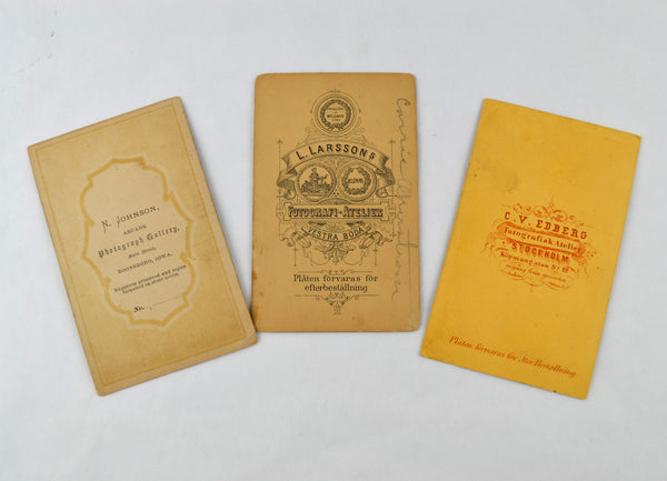 Antique CDV Photographs Lot of 3 Photos Man Woman Seated Portraits - Avid Vintage