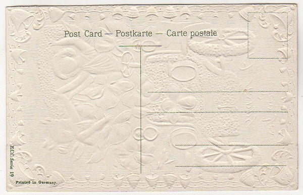 Antique Car Vintage Happy New Year Postcard Cherubs Bell Border Pansy Flowers - Avid Vintage