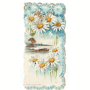 Antique 1900s Christmas Greeting Card Gibson Die Cut Embossed Daisies Bridge - Avid Vintage