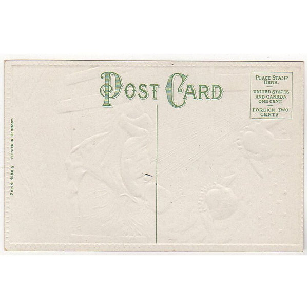 Antique Religious Christmas Postcard Baby Jesus in Manger Angels Unused - Avid Vintage