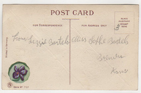 Antique Easter Postcard Anthropomorphic Chicks in Hats Violet Flowers - Avid Vintage
