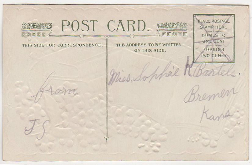 Antique Merry Christmas Postcard Stack of Books One Open - Avid Vintage
