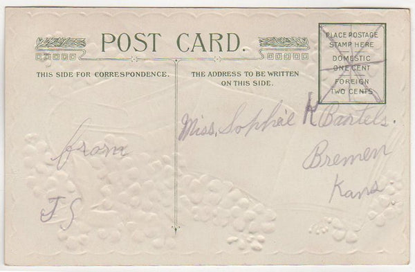 Antique Merry Christmas Postcard Stack of Books One Open - Avid Vintage