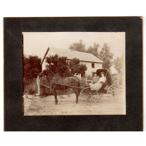 Antique Photo Young Couple in Horse Drawn Buggy Fairbury Nebraska Smith Limekiln - Avid Vintage