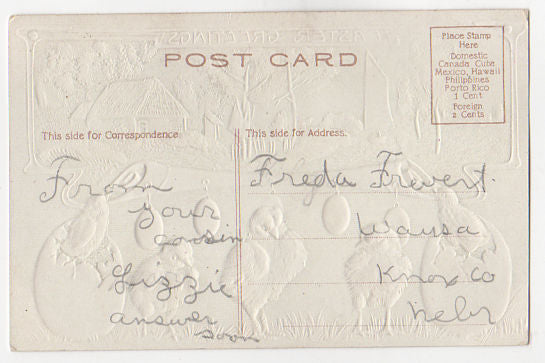 Antique Embossed Easter Postcard Egg Ornaments Country House Scene - Avid Vintage