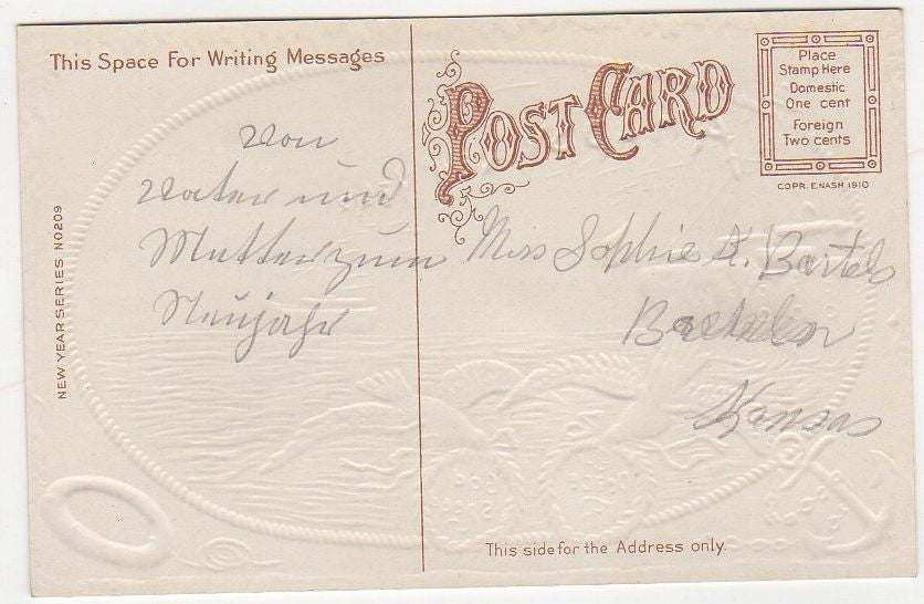 Antique New Year Postcard Patriotic Ship with American Flag Anchor Doves - Avid Vintage