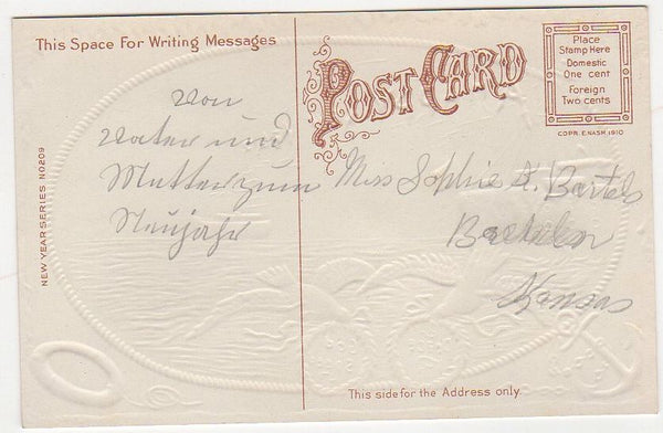 Antique New Year Postcard Patriotic Ship with American Flag Anchor Doves - Avid Vintage