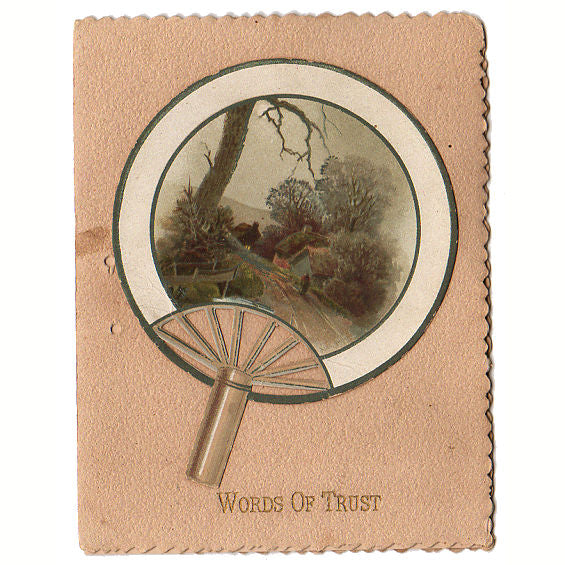 Antique Victorian Religious Poetry Booklet Word of Trust Hand Fan Cover - Avid Vintage