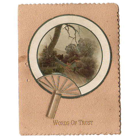Antique Victorian Religious Poetry Booklet Word of Trust Hand Fan Cover - Avid Vintage