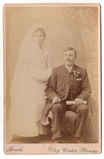 Antique Wedding Photograph Clay Center Kansas Identified as Charley Allen - Avid Vintage