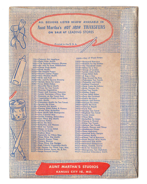 Vintage 1950s Aunt Martha's Embroidery Pattern 3312 Pennsylvania Dutch Motifs - Avid Vintage