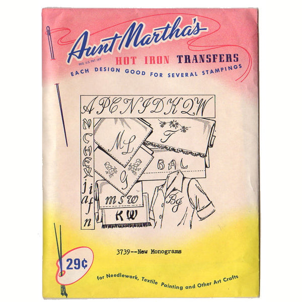 Vintage Aunt Martha's Hot Iron Transfer Pattern 3739 Monograms for Needlework - Avid Vintage