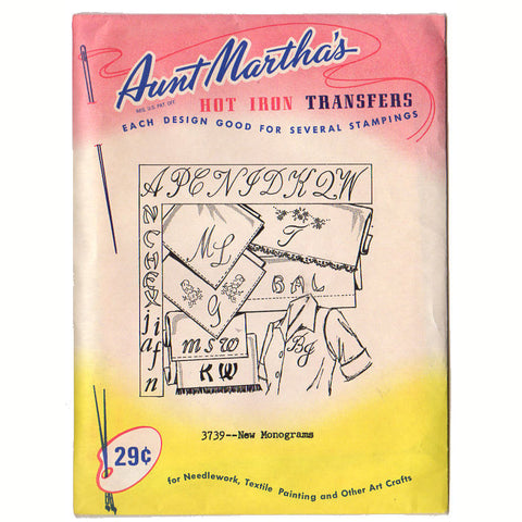 Vintage Aunt Martha's Hot Iron Transfer Pattern 3739 Monograms for Needlework - Avid Vintage